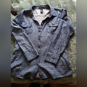 Ashley Stewart Blue Geometric Shirt